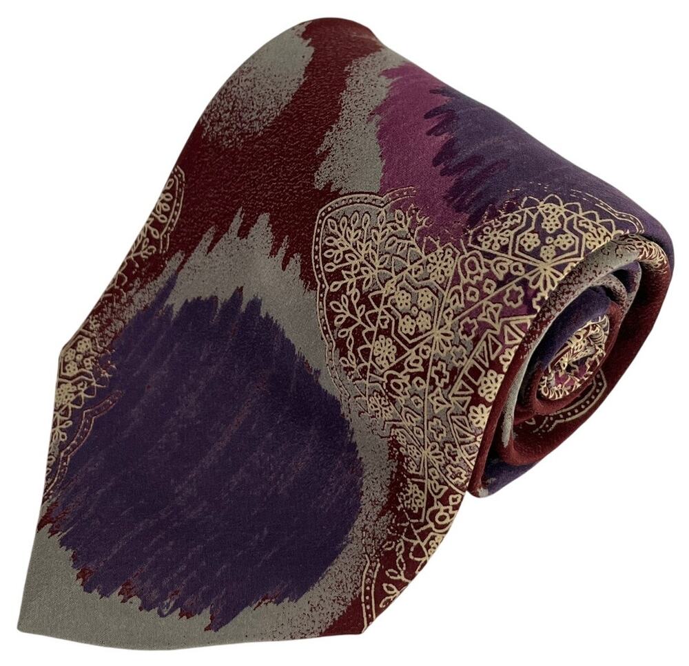 Pierre Balmain Couture Abstract Watercolor Paint Splash Silk Necktie 55x4 China